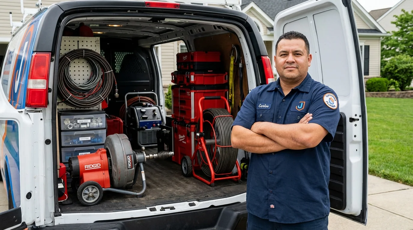 Professional drain cleaning equipment and Johns Plumbing LLC plumber in Chillicothe
